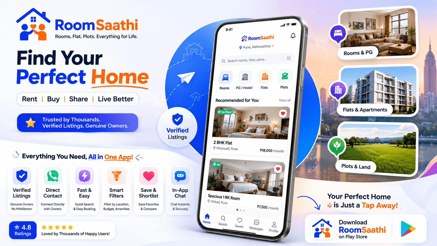 RoomSaathi — find your perfect room, perfect saathi